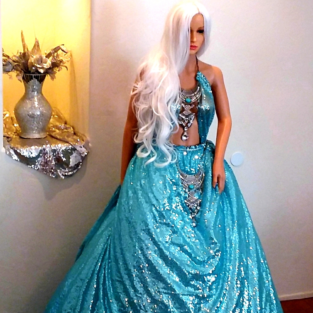 "WYNTER" Ocean Blue Sequin Wedding Ballgown Set